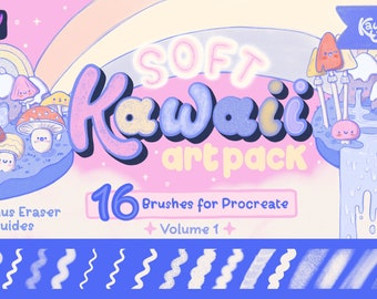 Soft Kawaii Art Pack (Volume 1): 16 Illustration Brushes for Procreate (Digital Download)
