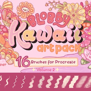 Blobby Kawaii Art Pack Procreate Brushset | 16 Brushes and 1 Eraser for Procreate | Volume 2