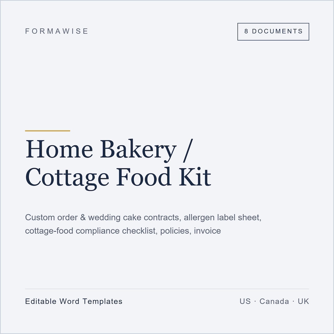 Home Bakery / Cottage Food Business Forms Bundle | Cake Order Form ...