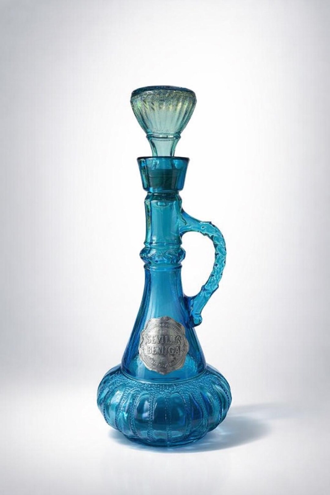 ジムビームオブジェ Vintage 1973 Jim Beam Decanter ~ Genie Bottle ~ Blue Glass Liquor