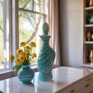 Jim Beam Decanter Vintage Mid-Century Jim Beam Genuine Regal China Teal Porcelain Decanter—1966