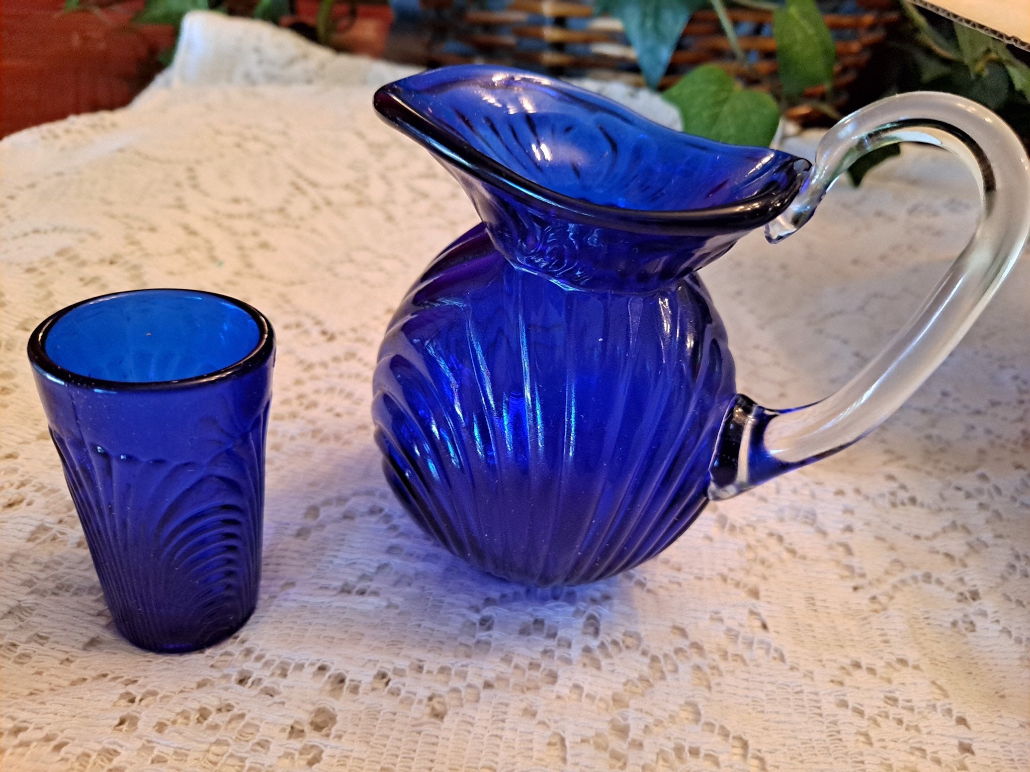 Moser Children's Lemonade Set Cobalt Glass Vintage in Box - Etsy