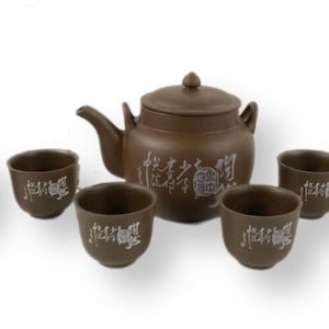 Authentic Yixing Brown Clay Tea Set - Traditional Chinese Gongfu Teaware for Ceremonial Brewing
