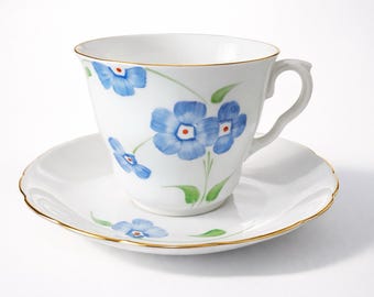 Vintage Colclough Tea Cup & Saucer Blue White Bone China