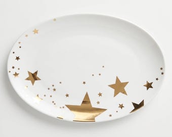 Plato vintage de Pottery Barn ~ Blanco con estrellas