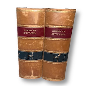 Leather Law Books Set of Two Vintage Danish Law Books Perfect for Decor