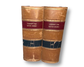 Vintage Danish Leather Law Books - 1930s Decorative Set
