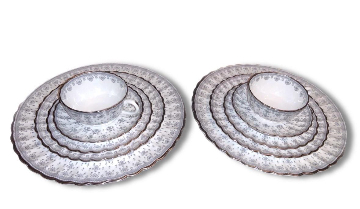 Vintage Set of Two Spode Fleur De Lys 5-piece Place Settings