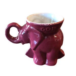 Vintage Frankoma GOP Elephant Mug 1984 Reagan Bush Campaign Collectible Republican Political Memorabilia