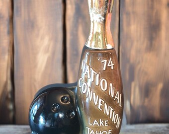 Vintage Jim Beam Whiskey Decanter ~ Bowling Proprietors Association, Lake Tahoe 1974