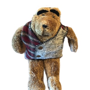 Vintage Rustic Stuffed Bear - Collectible Plush Animal for Country Nursery or Christmas Decor
