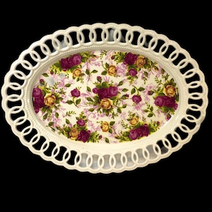 Royal Albert Old Country Roses Platter Vintage English China Serving Tray Trinket Tray