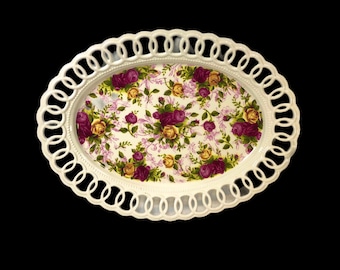 Royal Albert Old Country Roses Platter Vintage English China Serving Tray Trinket Tray