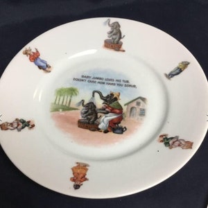 Vintage German Ceramic Elephant Plate for Kids - Unique Children&#39;s Dishware Gift from Germany