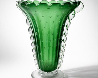 Zecchin Murano イタリア アート ガラス花瓶 13.75 インチ サイン入り