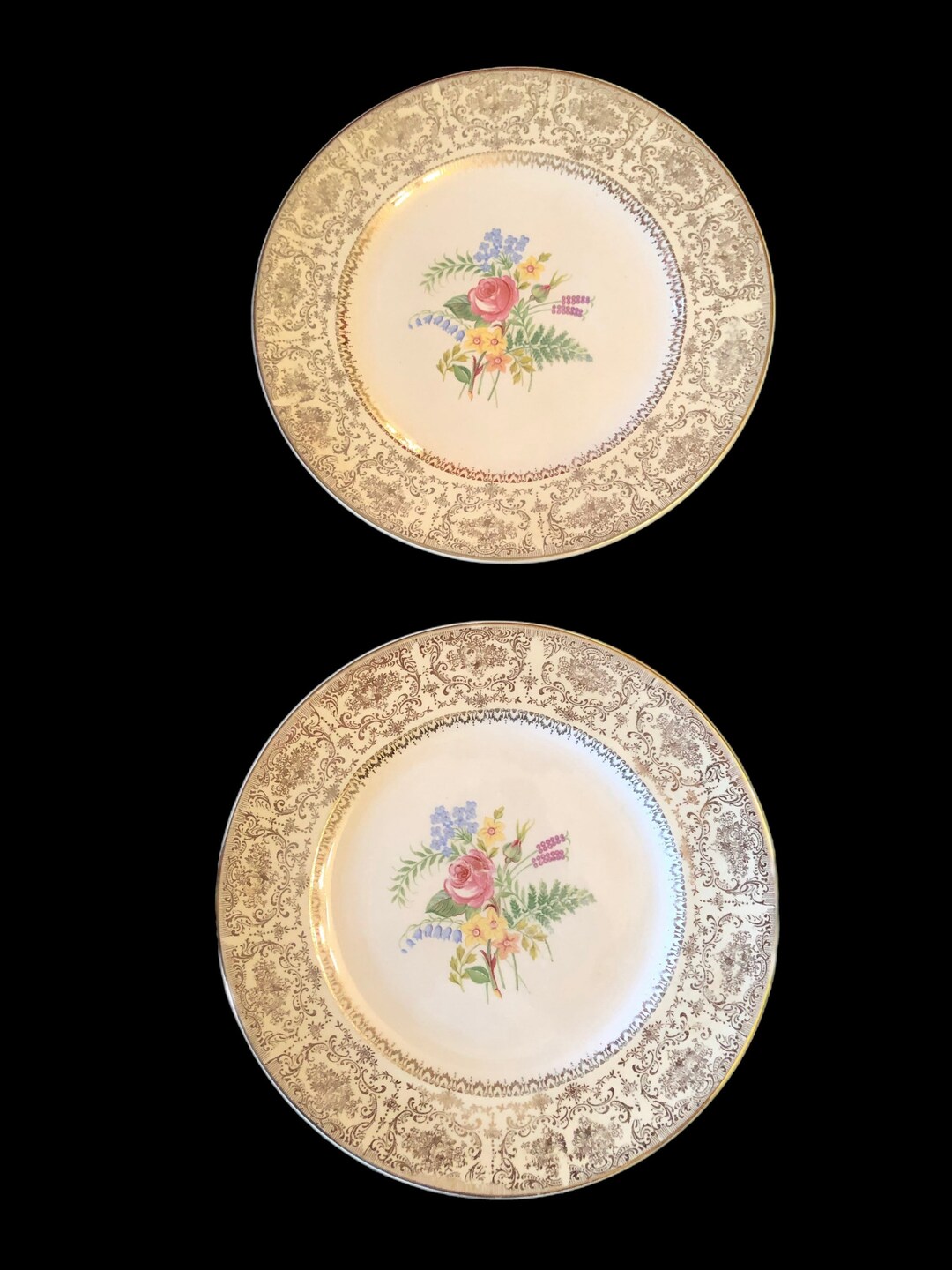 Salem Plates Century Pattern Gold Filigree Gold Trim Etsy