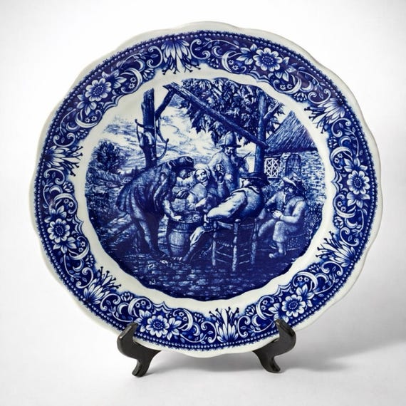 Boch Freres La Louviere Belgium Delft Plate Charger ~ Scalloped