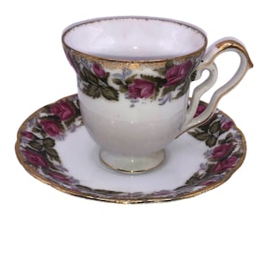 Elegant Yada Hand-Decorated Floral China Tea Cup & Saucer Set - Vintage-Inspired Cottage Core Gift