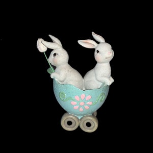 Bunnies in a Cart—Resin Figurine
