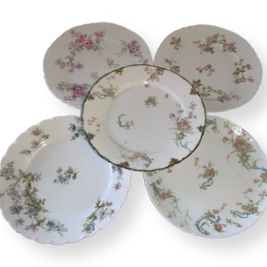 Limoges Salad Plates—Mixed Set of 5 6” Plates