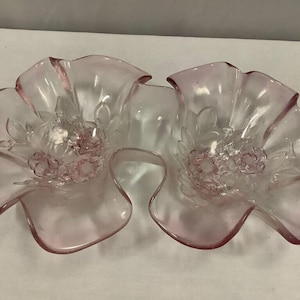 Pink Glass Candy Dish Ruffle Glass Pink Ombre