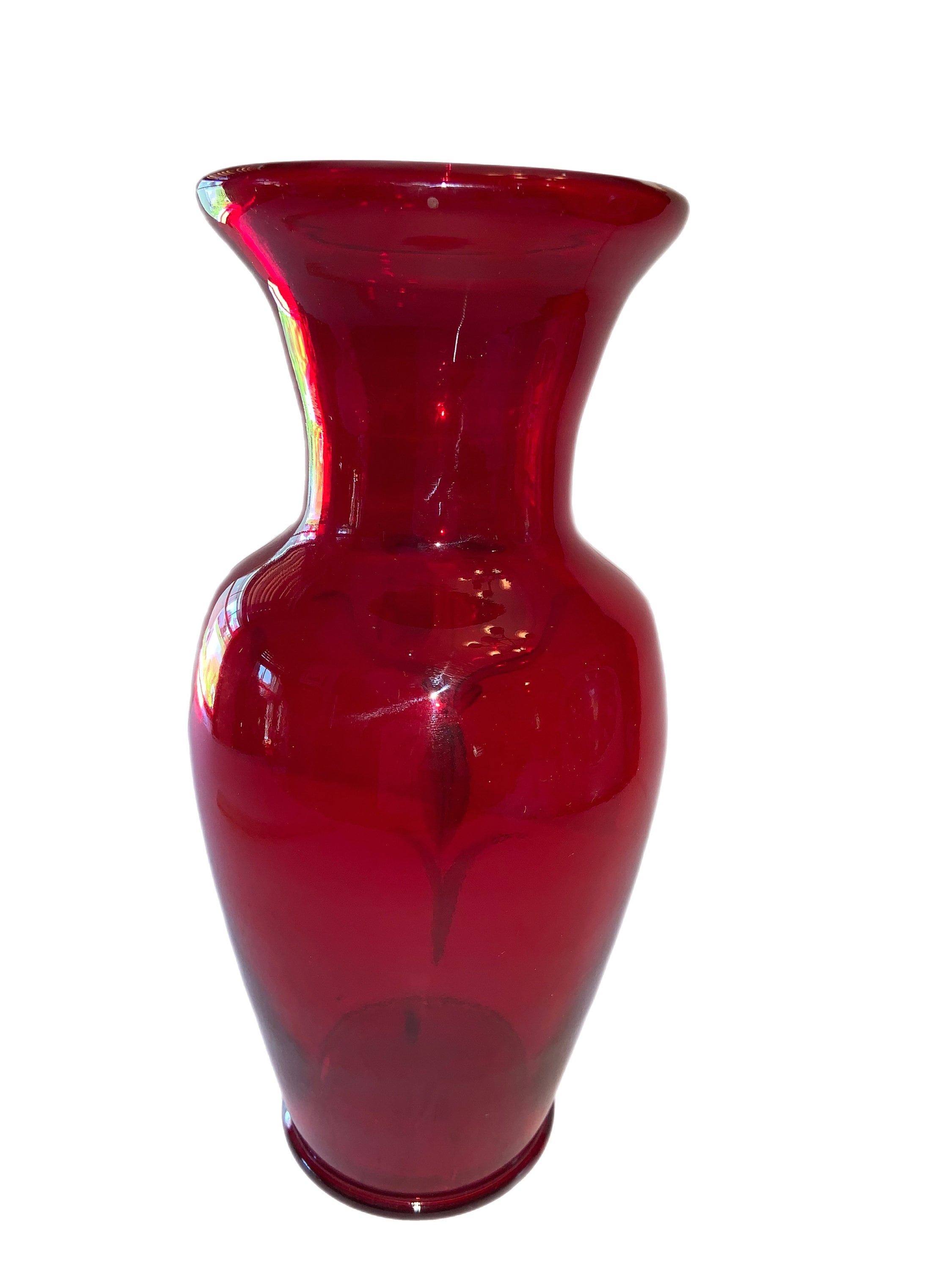 Fenton Ruby Art Glass Vase Hand Painted Flower Girl Vase - Etsy