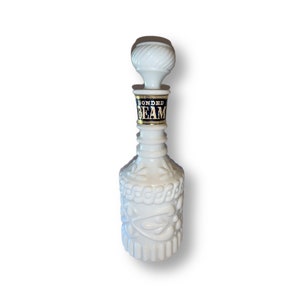 Jim Beam Decanter 1960s White Milk Glass Vintage Whiskey Decanter