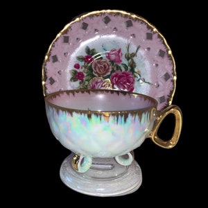 Taza de té y platillo de porcelana japonesa (loza lustrosa)