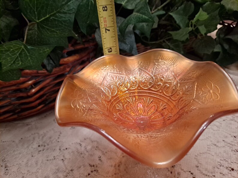 Marigold/peach Carnival Glass Candy Dish northwood Etsy