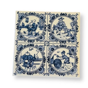 Blue Delft Tile Trivet—4” x 4”