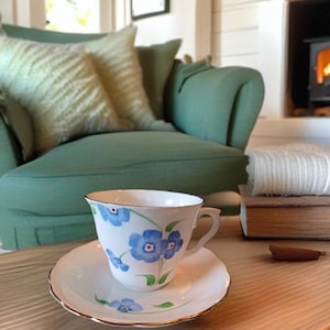Colclough Tea Cup & Saucer Blue White