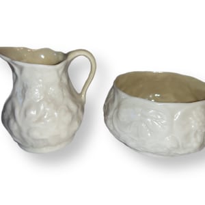Belleek Irish Porcelain Creamer & Sugar Set Lily Pattern Vintage Porcelain 1930s