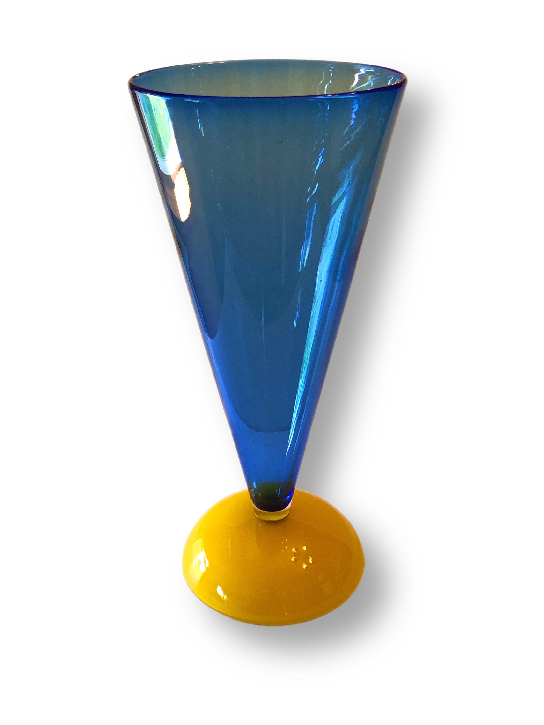 工芸品 Murano Glass Vase (Blue & Yellow) 工芸品 Murano Glass Vase (Blue & Yellow) Murano Blue and