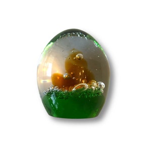 Czech Egg-Shaped Controlled Bubble Paperweight