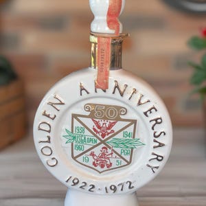 Jim Beam Whiskey Decanter Empty Limited Edition Decanter Bottle Cherry Hills 1972 USGA Open Anniversary