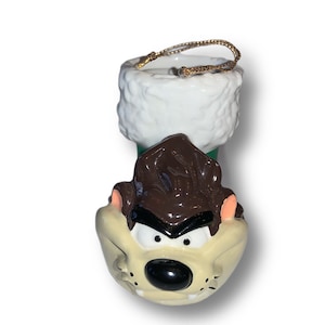 Vintage 1990s Warner Bros. Ceramic Taz Tasmanian Devil Ornament with Box - Retro Cartoon Collectible