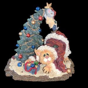 Boyd’s Bears Purrstone Mrs Claws Topper Hang In There Christmas Figurine 371015 Resin Figurine Vintage
