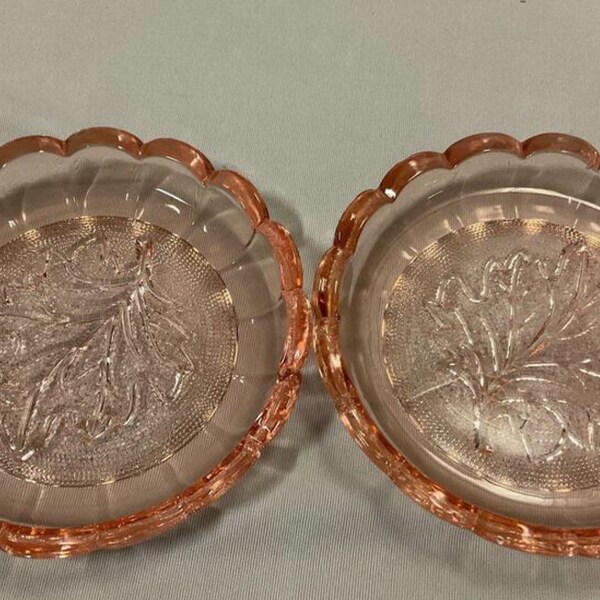 Rare Flamingo Pink Heisey Glass Coasters