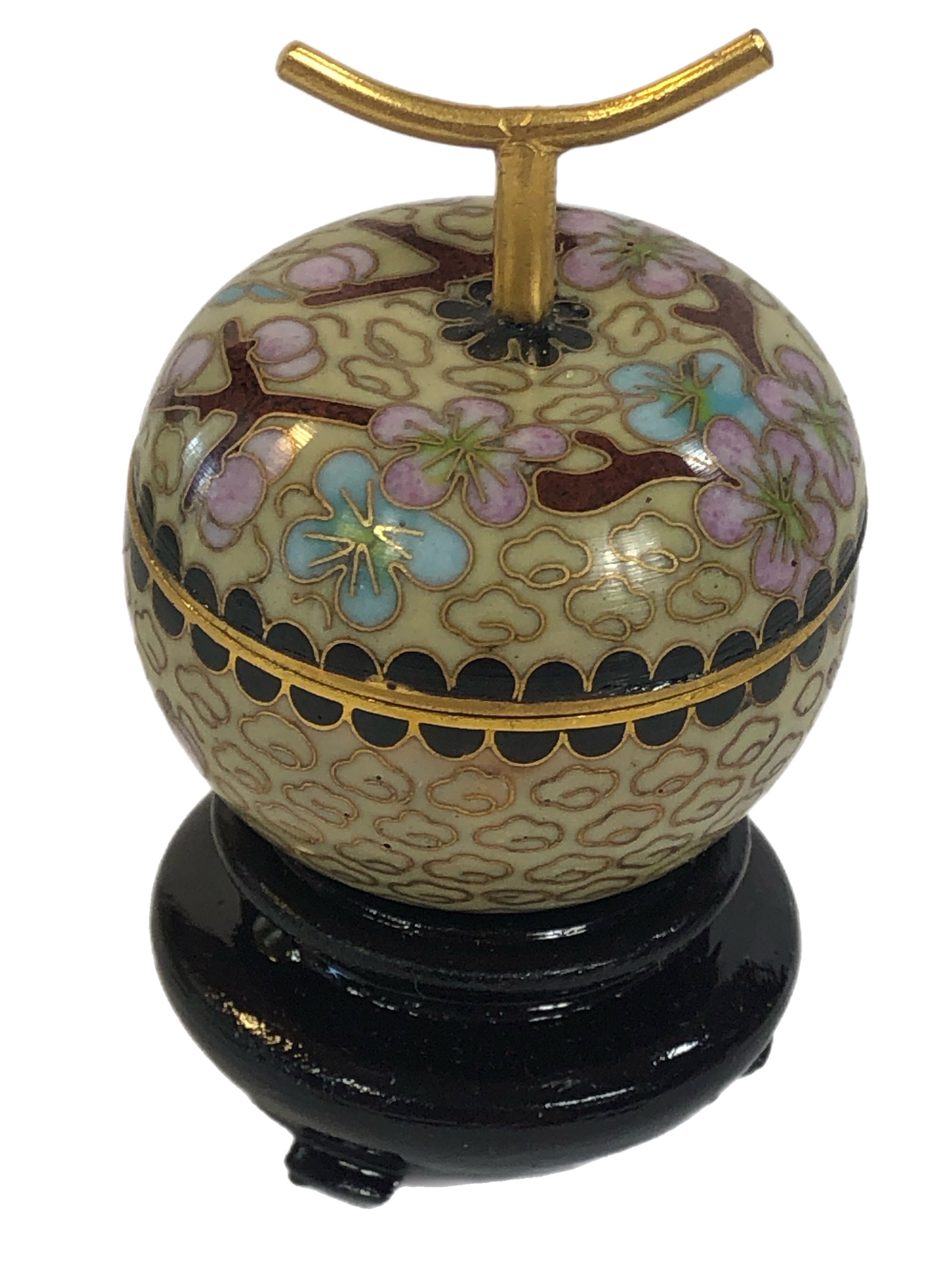 ヴィンテージ中国製七宝細工小物入れ（蓋と台座付き） - Etsy 日本