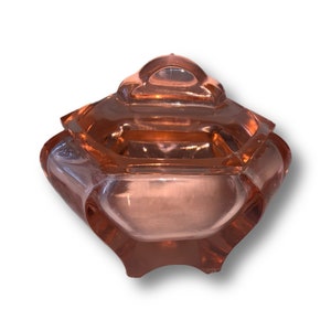 Pink Glass Trinket Dish Candy Bowl with Lid