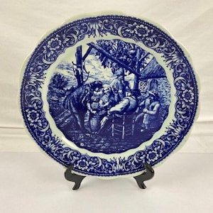 Boch Freres La Louviere Belgium Delft Plate Charger Scalloped Edge