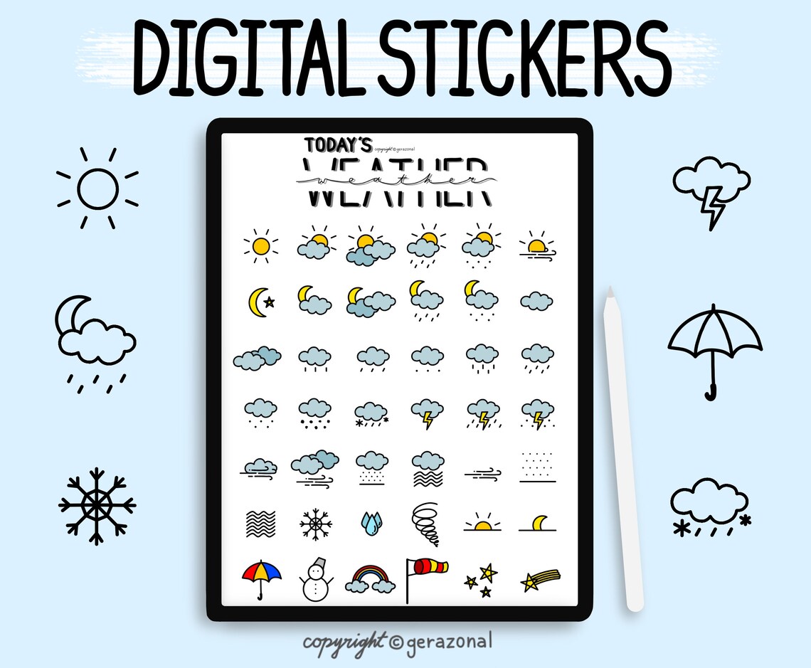 Today's Weather Stickers Weather Stickers Goodnotes Etsy