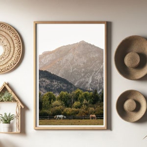 Wyoming Mountains and Horses print/ hanging wall art/ western photography