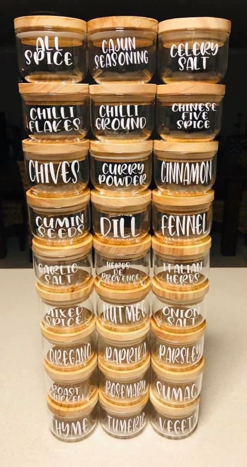 Spice jar many colours and fonts custom labels Etsy