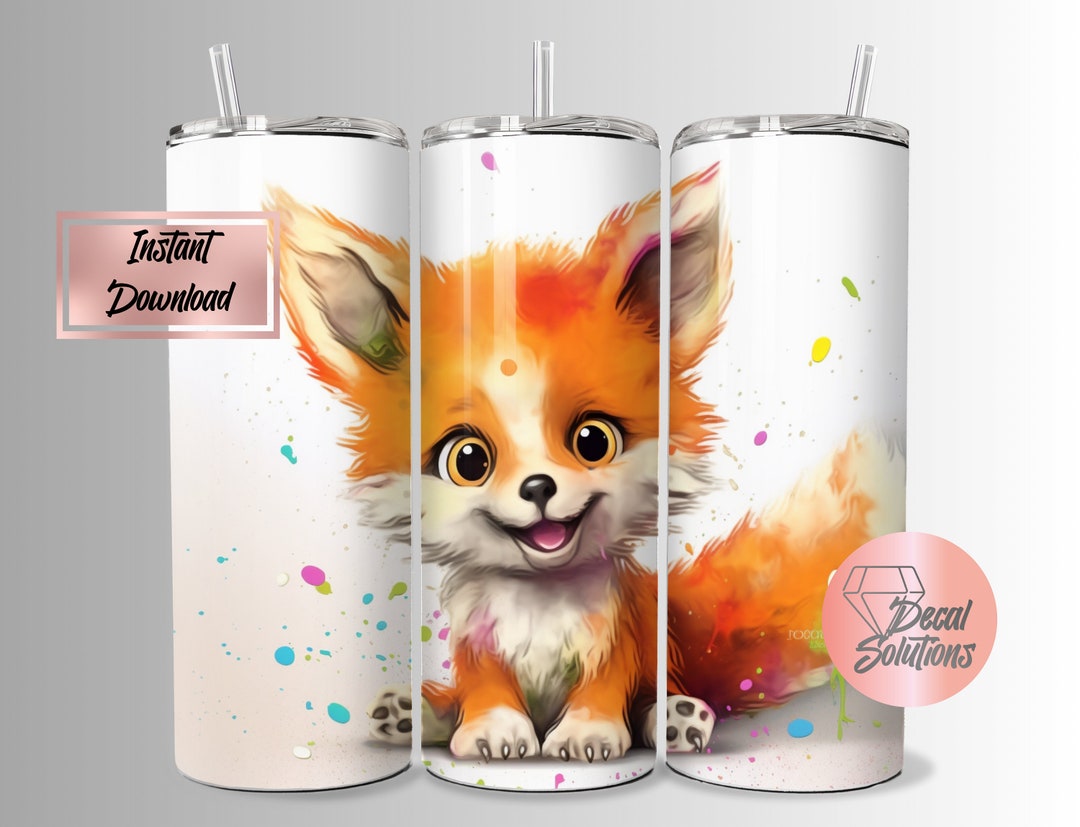 3D 20oz Tumbler Wrap Sublimation PNG , Cute Fox PNG , Layered Picture ...
