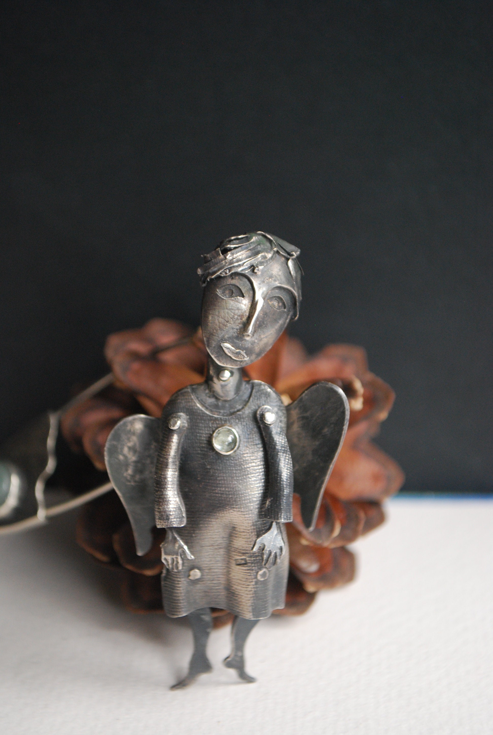 Art sculpture angel. Silver figurine angel. Miniature Etsy