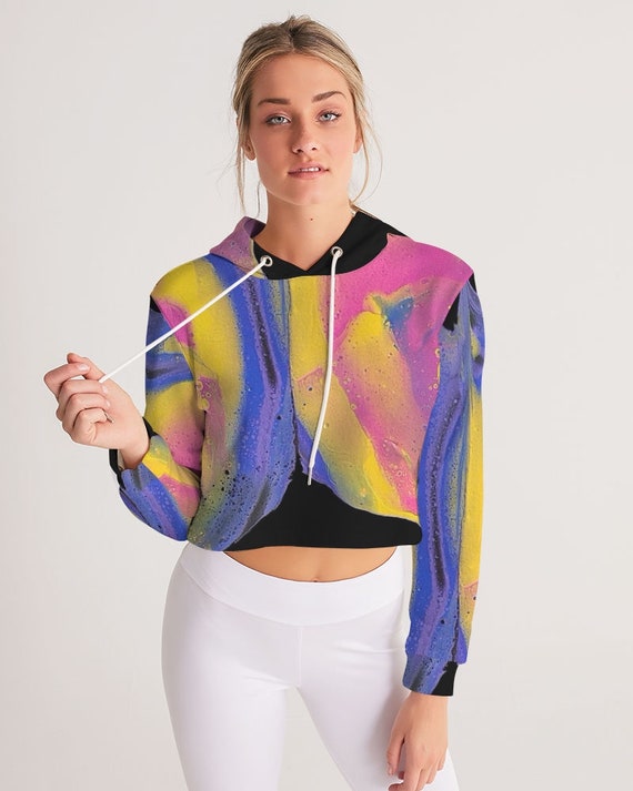 Custom Cropped Hoodie Pink Butterfly Etsy