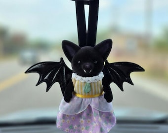 Hand-Painted Gothic Bat Car Accessory, Sylvanian Families Toy Customization