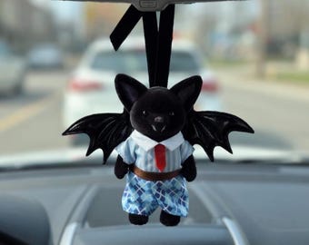 Hand-Painted Goth Bat Car Accessory, Sylvanian Families Toy Customization