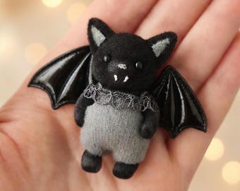 Sylvanian Families Style Bat Toy: Hand-Painted Goth Miniature Collectible